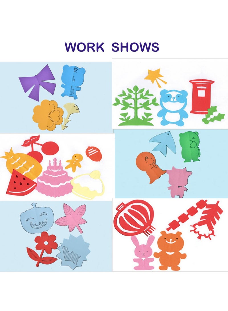 مجموعة قطع ورق للأطفال 240 قطعة من ألعاب ورقية مع زوج من المقصات الآمنة، لعبة تعليمية للأطفال تصلح كفكرة لهدية (لون عشوائي) - Image 4